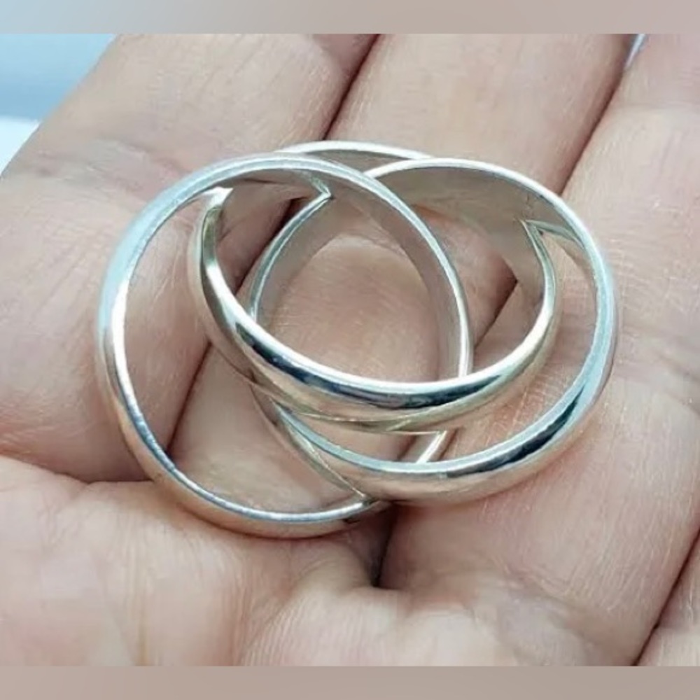 Sterling silver 3 piece intertwined interlocked ring